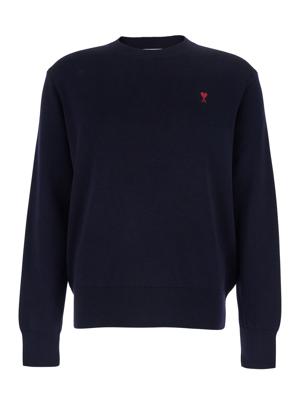 Ami Paris Men Crewneck Sweater With Adc Embroidery On The Front In Wool Blend Blue Men AMI PARIS