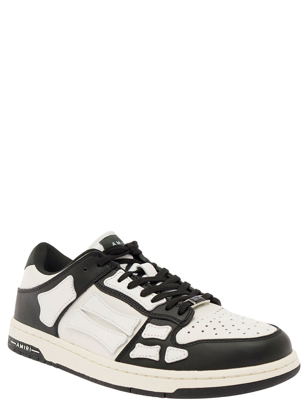 Amiri Men Sneaker 'Skel Top Low' With Skeleton Applications In White And Black Leather For Men AMIRI