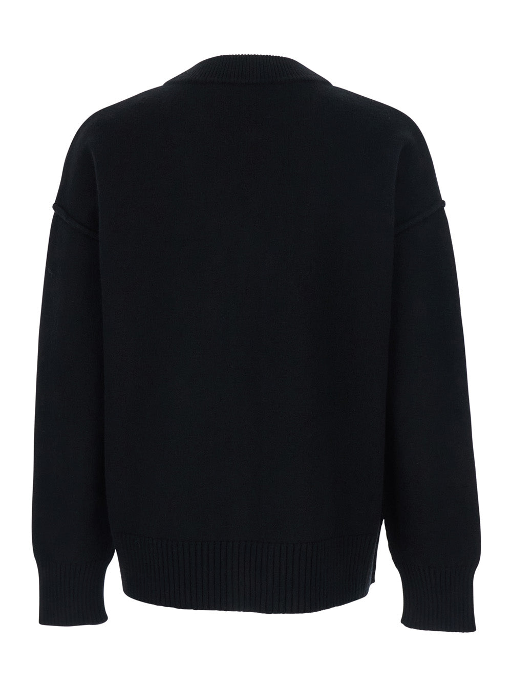 Ami Paris Men Cardigan With V-Neck And Adc Embroidery On Front In Black Wool For Men AMI PARIS