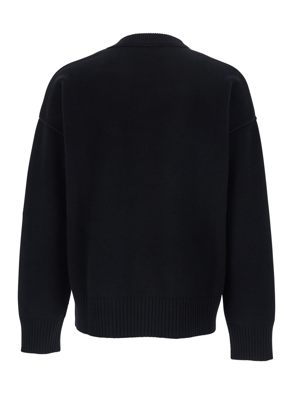 Ami Paris Men Crewneck Sweater With Adc Embroidery On The Front In Black Wool For Men AMI PARIS