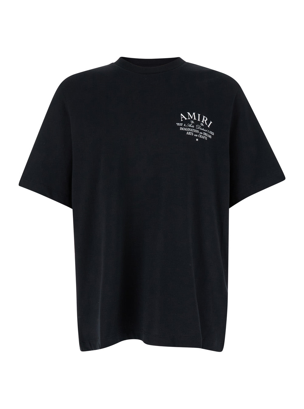 Amiri Men Black Crewneck T-Shirt With Amiri Arts District Logo Print In Cotton Man AMIRI
