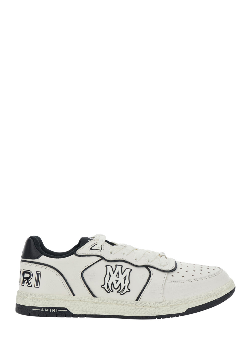 Amiri Men 'Newport' White Sneakers Low Top With Logo Patch On The Side And Contrasting Heel With Leather Logo Lettering For Men AMIRI