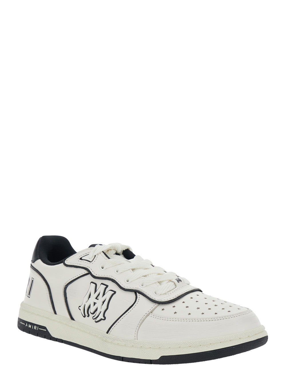 Amiri Men 'Newport' White Sneakers Low Top With Logo Patch On The Side And Contrasting Heel With Leather Logo Lettering For Men AMIRI