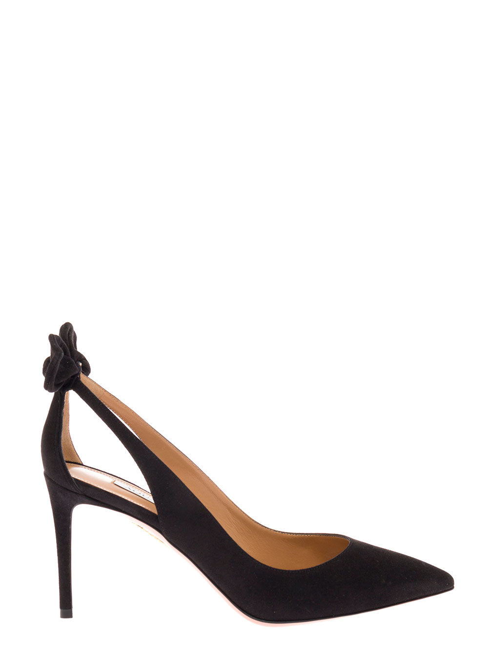 Aquazzura Women Pumps With Bow Detail And High Stiletto Heel In Black Suede For Women