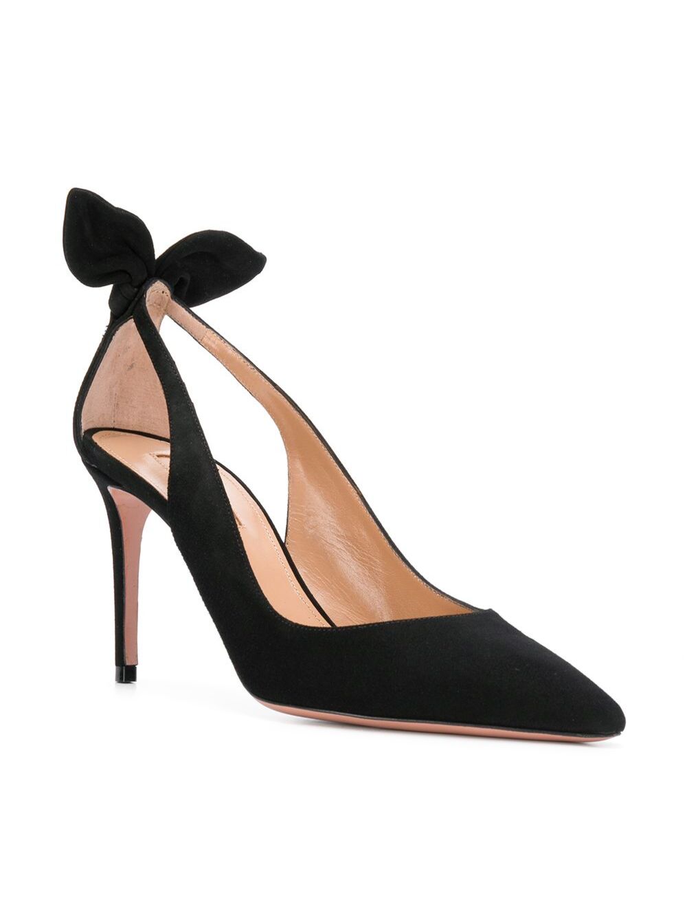Aquazzura Women Pumps With Bow Detail And High Stiletto Heel In Black Suede For Women