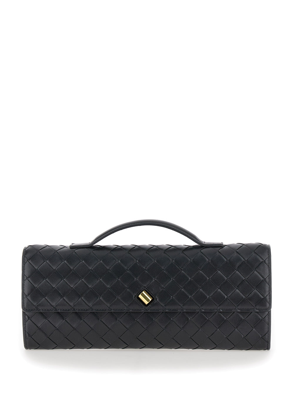 Bottega Veneta Women Clutch 'Andiamo' With Handle And Intreccio Motif In Black Leather For Women BOTTEGA VENETA