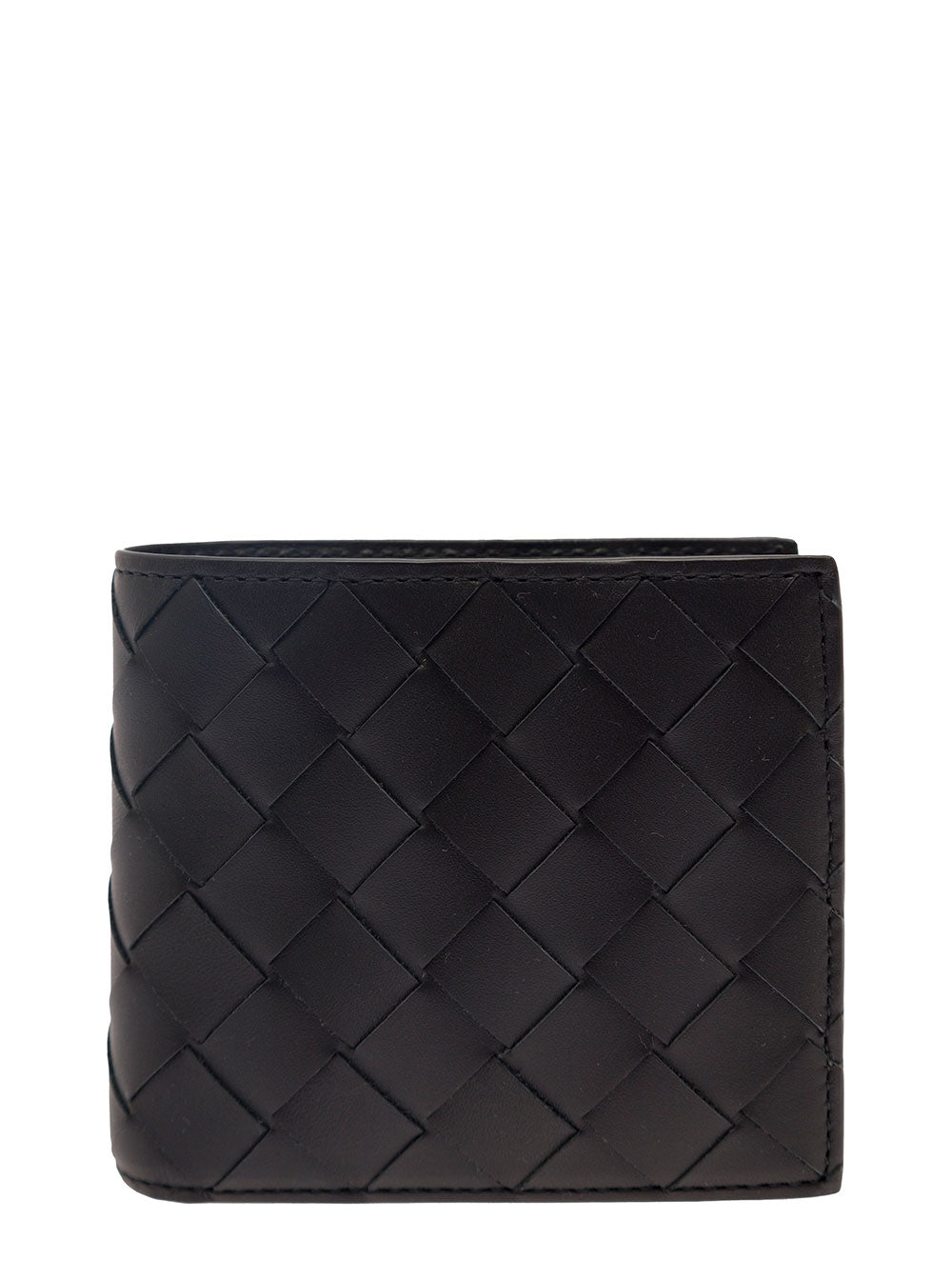 Bottega Veneta Men Bi-Fold Wallet 'Intrecciato' With Intreccio Motif In Black Leather For Men BOTTEGA VENETA