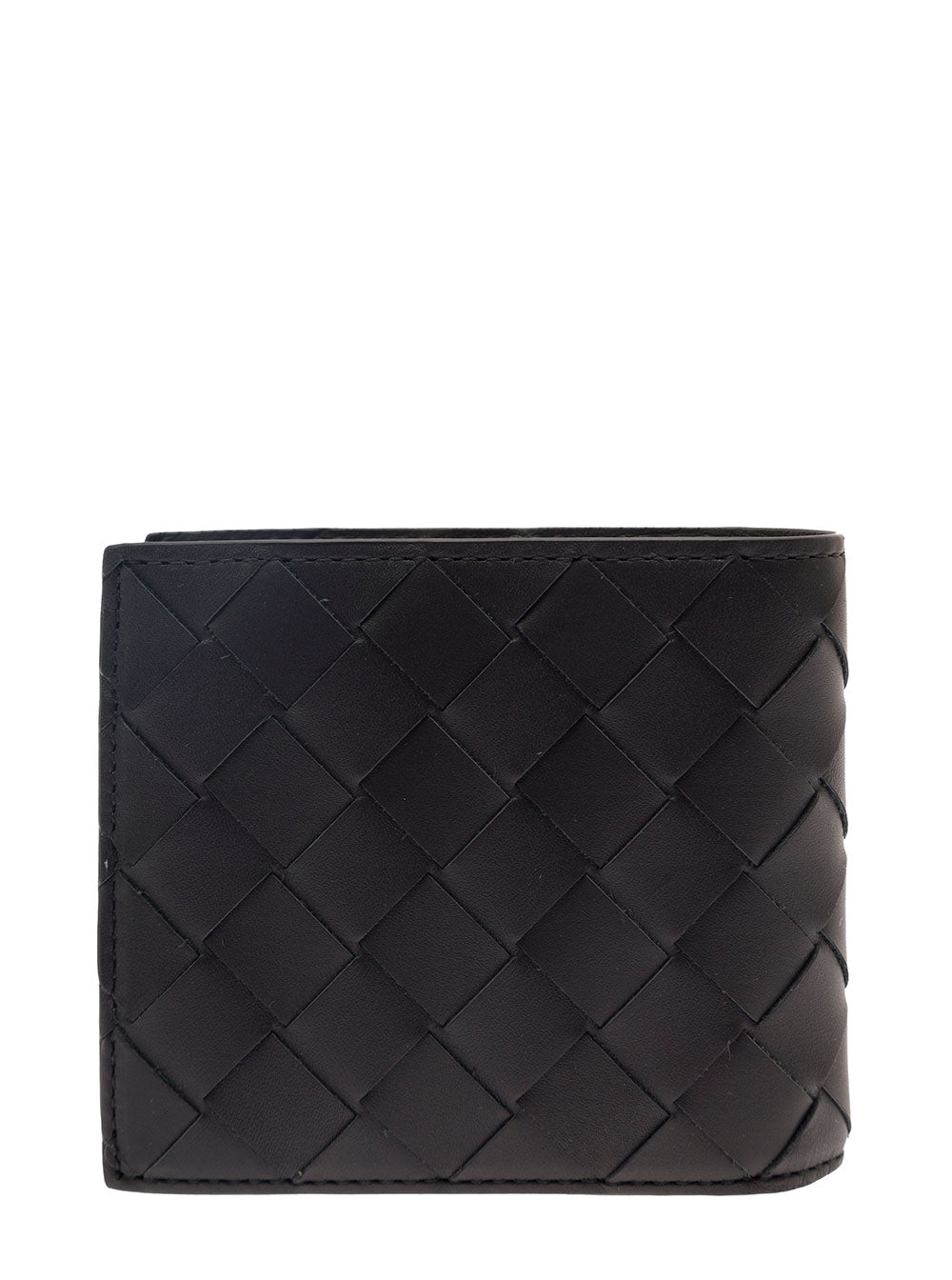 Bottega Veneta Men Bi-Fold Wallet 'Intrecciato' With Intreccio Motif In Black Leather For Men BOTTEGA VENETA