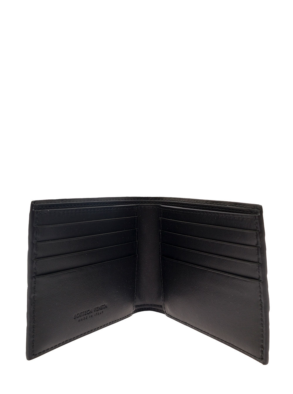 Bottega Veneta Men Bi-Fold Wallet 'Intrecciato' With Intreccio Motif In Black Leather For Men BOTTEGA VENETA