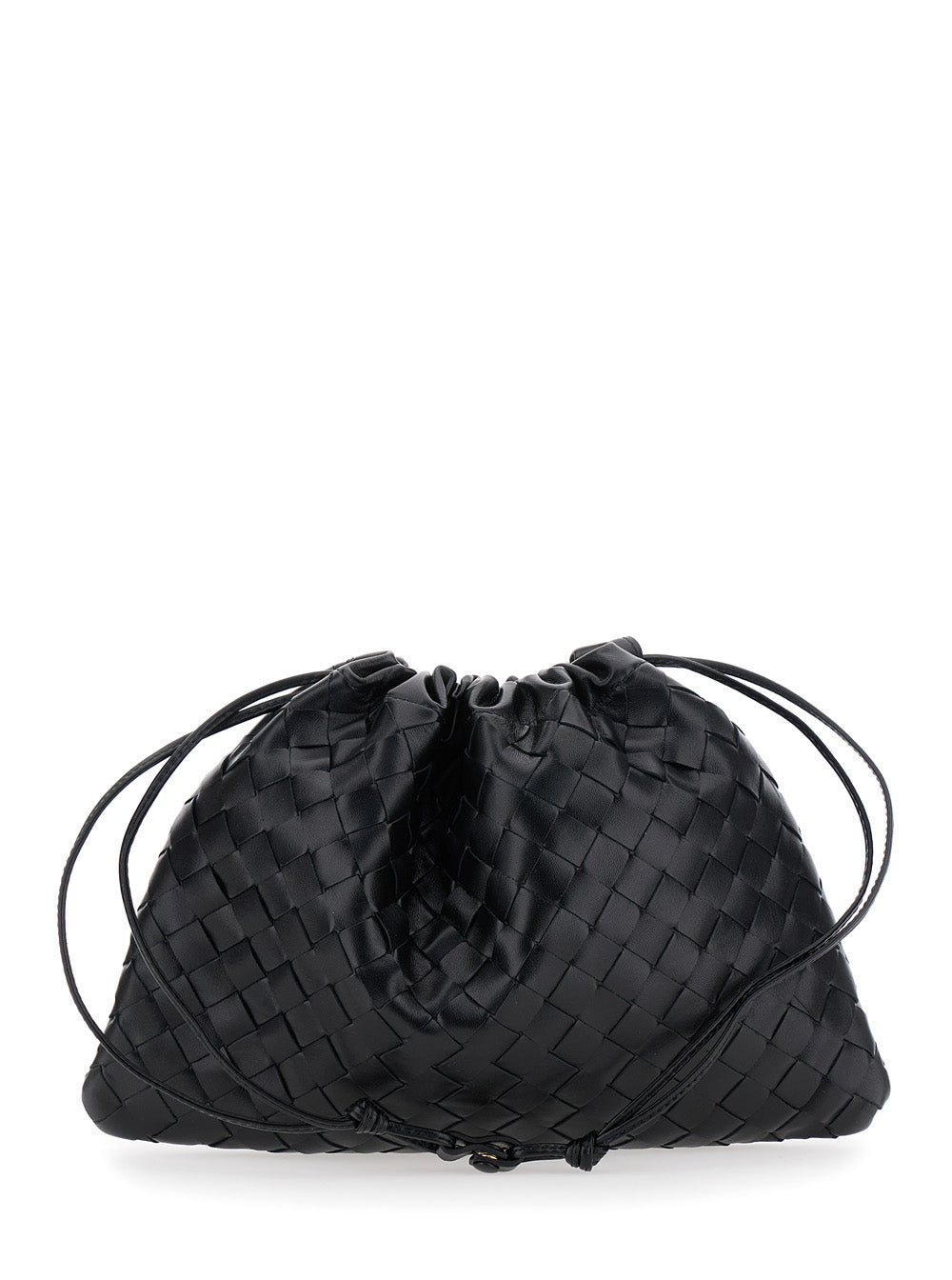 Bottega Veneta Women Shoulder Bag With Drawstring Closure And Intreccio Motif All-Over In Black Leather For Women BOTTEGA VENETA