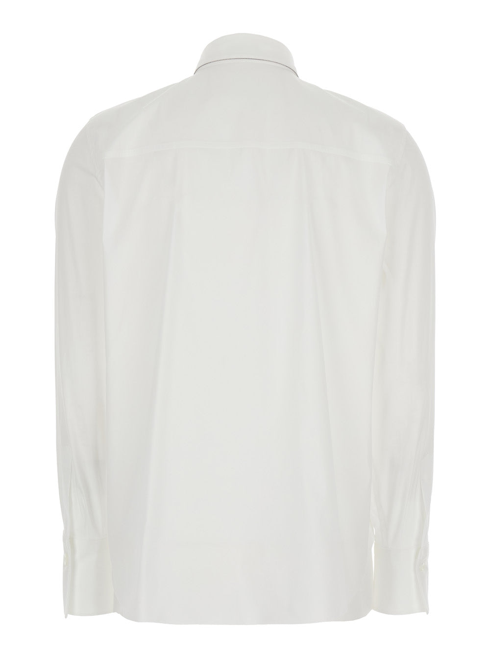 Brunello Cucinelli Women Shirt With Pointed Collar And Monile Detail White Women BRUNELLO CUCINELLI