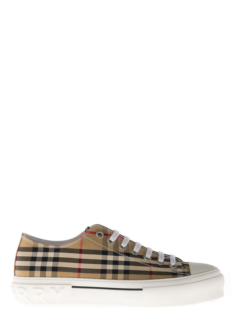 Burberry Men Sneakers With Vintage Check Print And Rubber Sole In Beige For Men BURBERRY