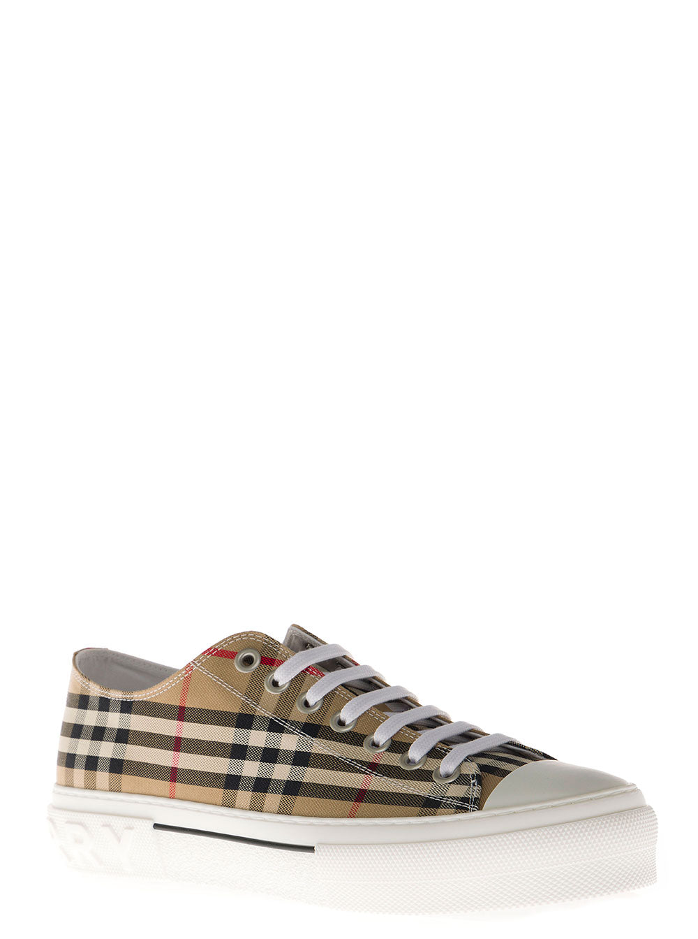 Burberry Men Sneakers With Vintage Check Print And Rubber Sole In Beige For Men BURBERRY