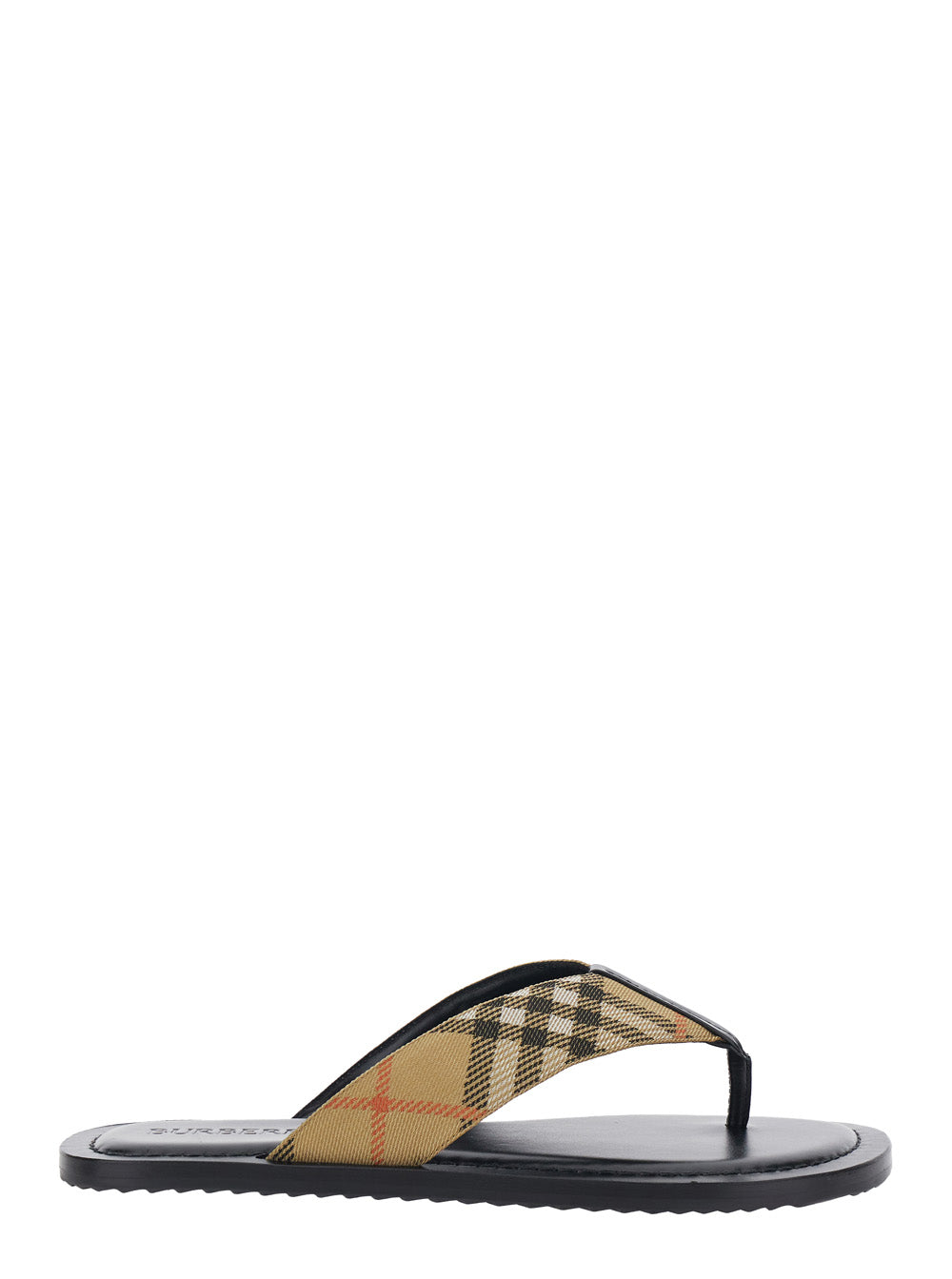 Burberry Men Flip Flops 'Check' With Check Motif In Tech Fabric Beige Men BURBERRY