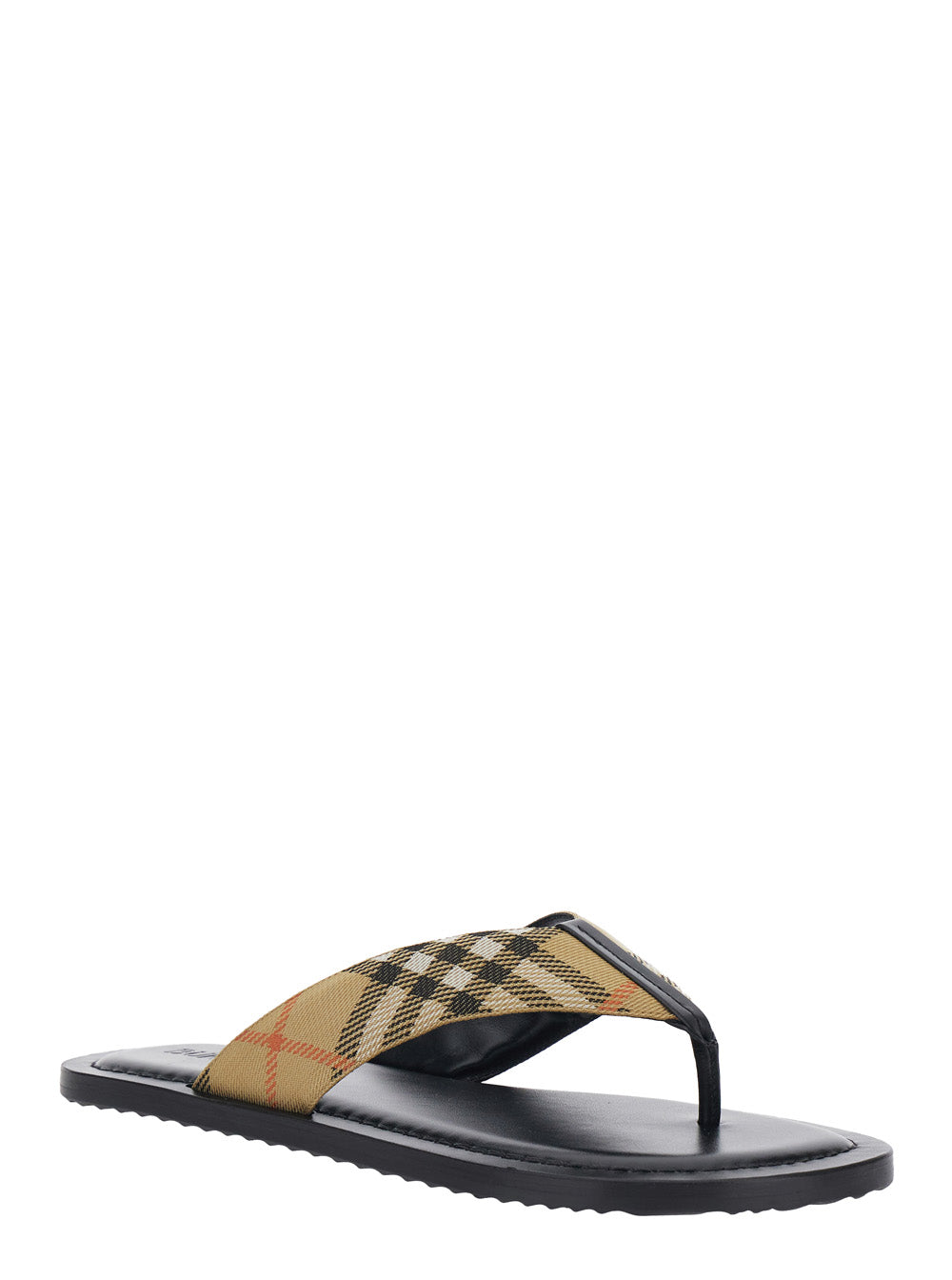 Burberry Men Flip Flops 'Check' With Check Motif In Tech Fabric Beige Men BURBERRY