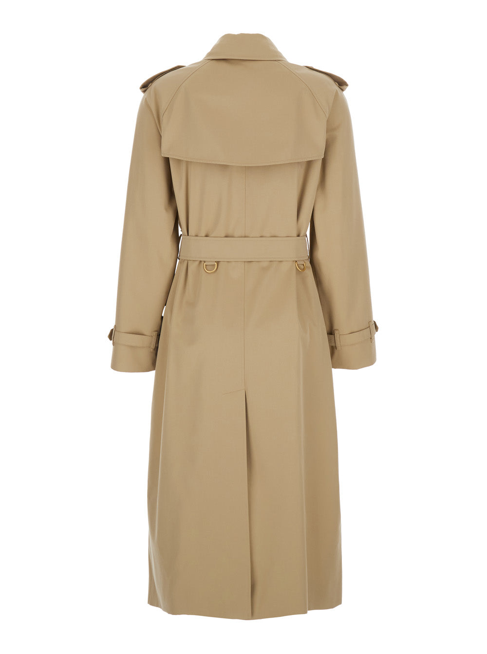 Burberry Women Double-Breasted Trench Coat With Waist Belt In Beige Cotton For Women
