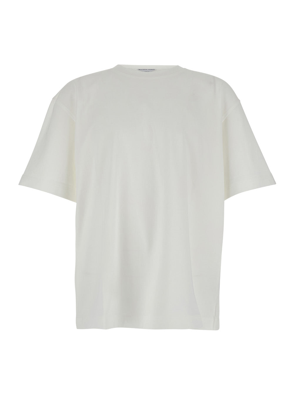 Bottega Veneta Men White Crew Neck T-Shirt With Embroidery On The Front In Cotton For Men BOTTEGA VENETA