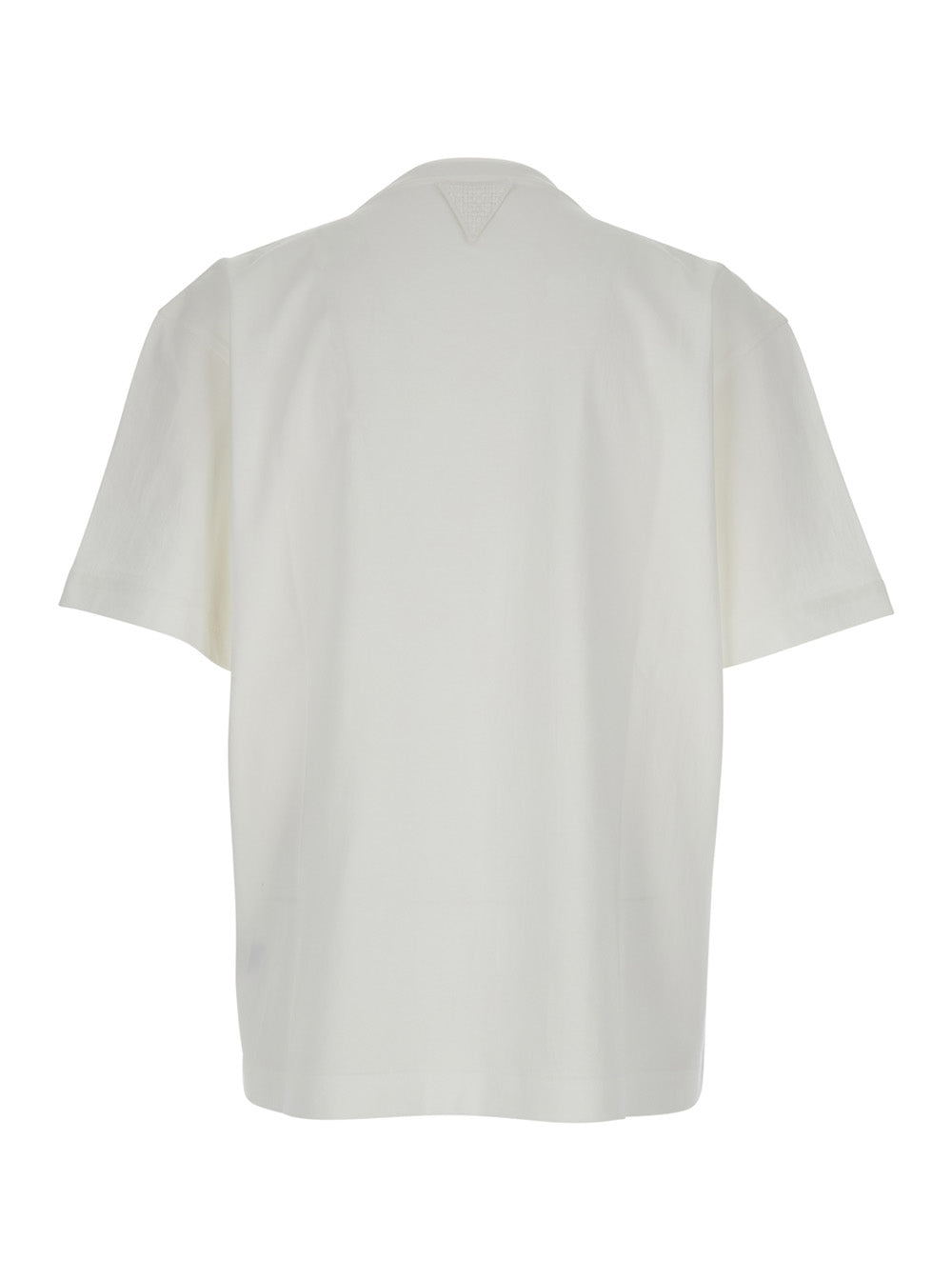 Bottega Veneta Men White Crew Neck T-Shirt With Embroidery On The Front In Cotton For Men BOTTEGA VENETA