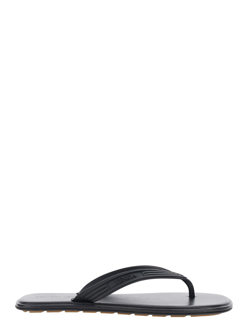 Bottega Veneta Men 'Sanpieri' Black Sandals With Thong Design And Flat Sole In Rubber For Men BOTTEGA VENETA
