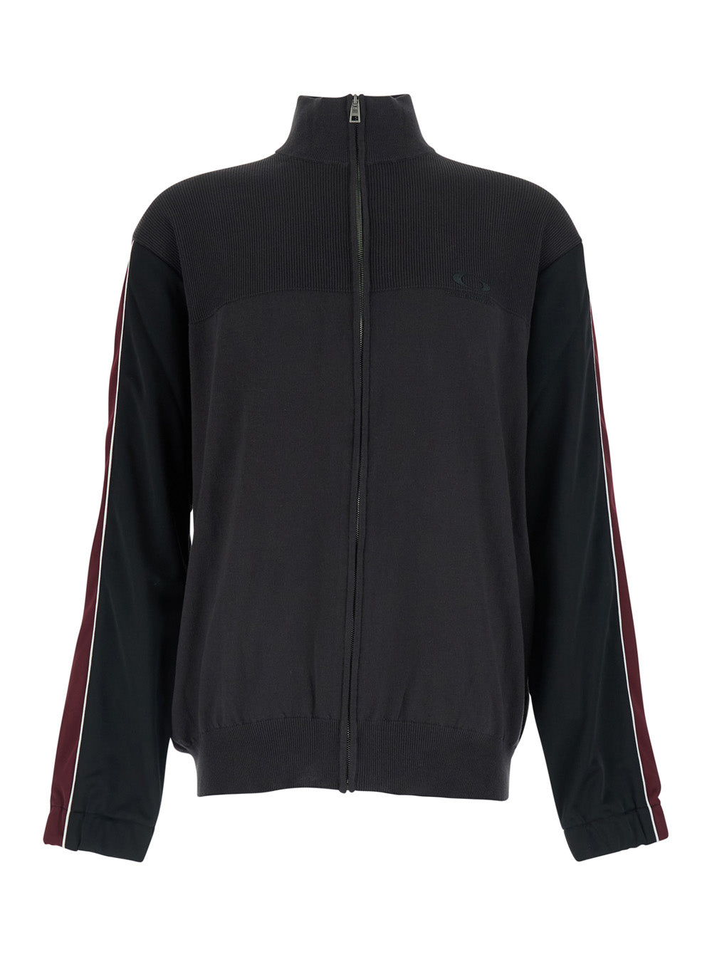 Balenciaga Men Black High-Neck Sweatshirt With Front Zip Closure And Logo Embroidery In Cotton For Men BALENCIAGA