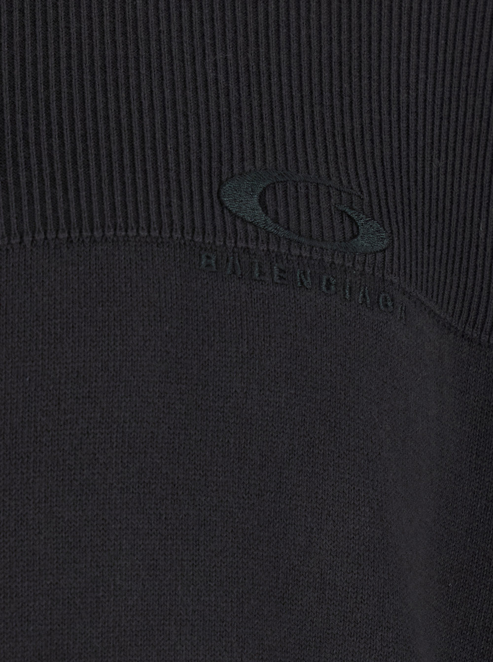Balenciaga Men Black High-Neck Sweatshirt With Front Zip Closure And Logo Embroidery In Cotton For Men BALENCIAGA