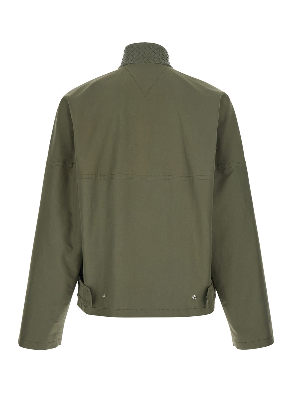 Bottega Veneta Men Green Bomber Jacket With Intreccio Motif On The Collar In Cotton For Men BOTTEGA VENETA
