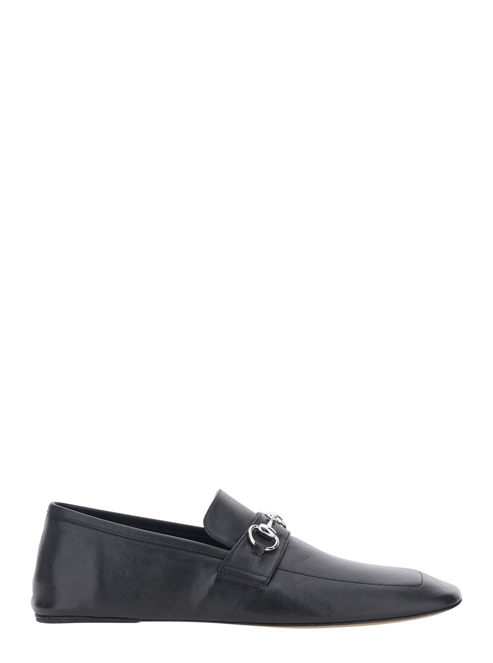 Gucci Men 'Edgar' Black Loafers With Semi-Square Toe And Horsebit On The Front In Smooth Leather For Men GUCCI