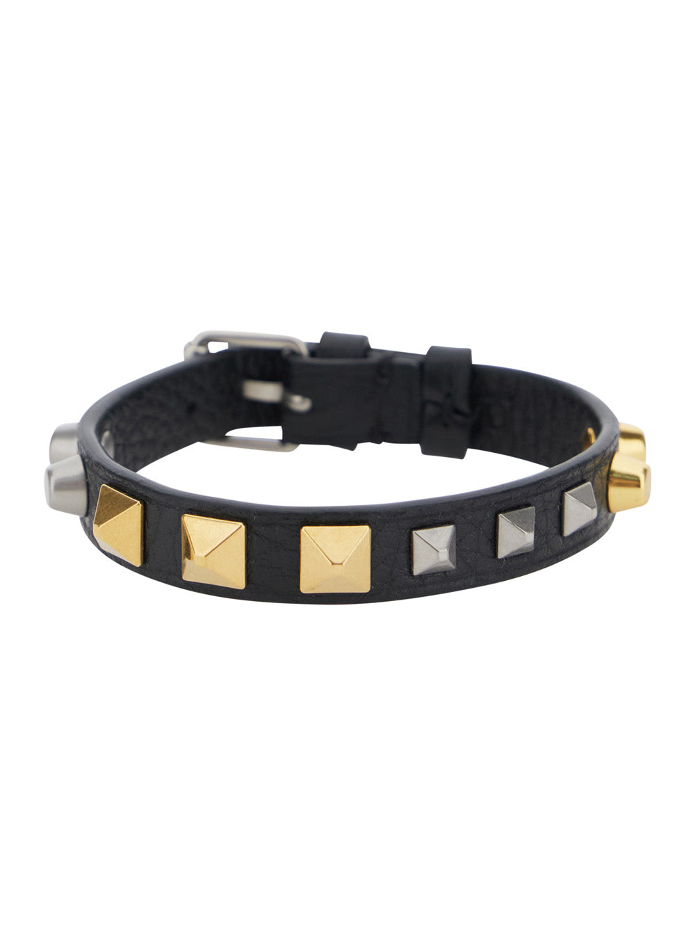 Valentino Garavani Men Black Bracelet With Rockstud Decoration And Adjustable Buckle Closure In Leather For Men VALENTINO GARAVANI
