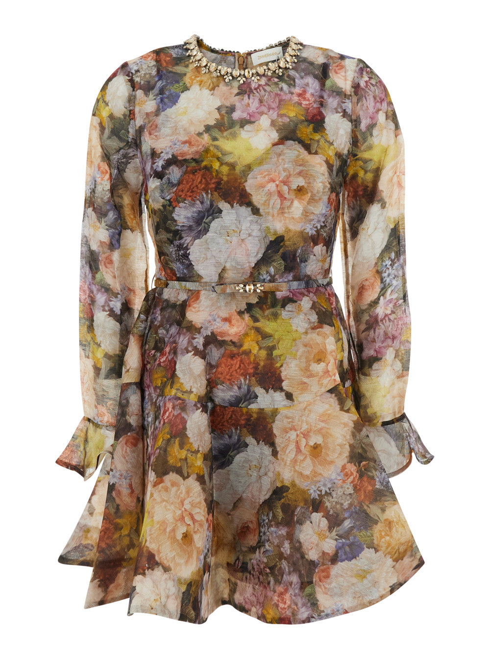 Zimmermann Women 'Alchemy' Multicolor Mini Dress With All-Over Print And Front Belt In Linen And Silk For Women ZIMMERMANN