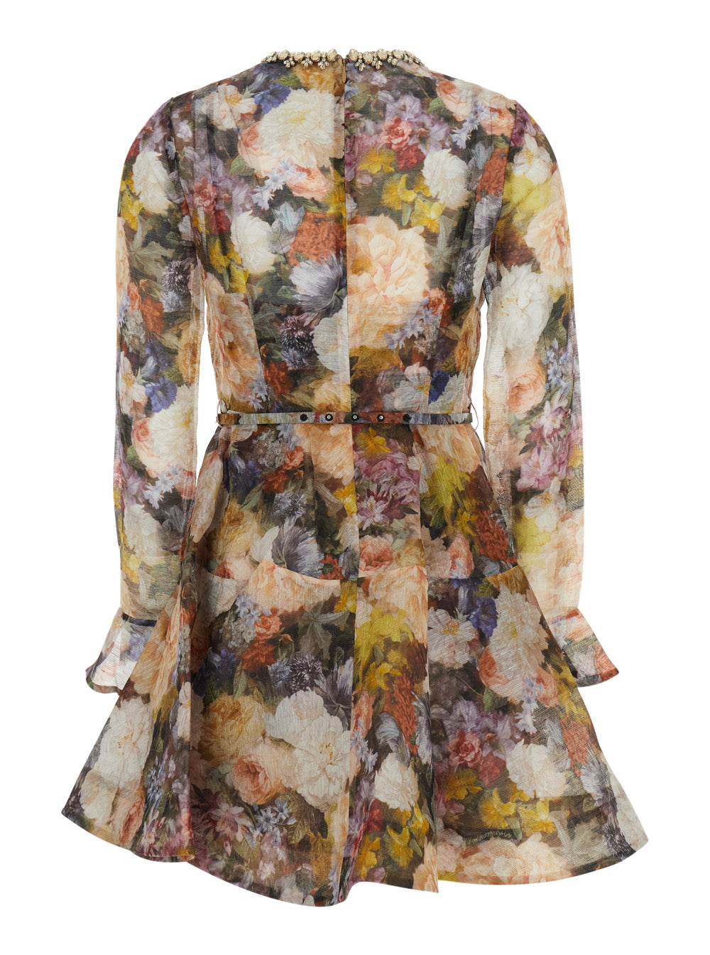 Zimmermann Women 'Alchemy' Multicolor Mini Dress With All-Over Print And Front Belt In Linen And Silk For Women ZIMMERMANN