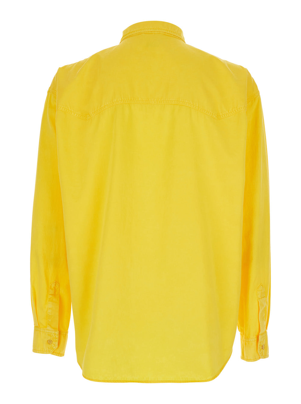 Versace Men Yellow Shirt With Button-Down Collar And Two Patch Pockets On The Front In Cotton For Men VERSACE