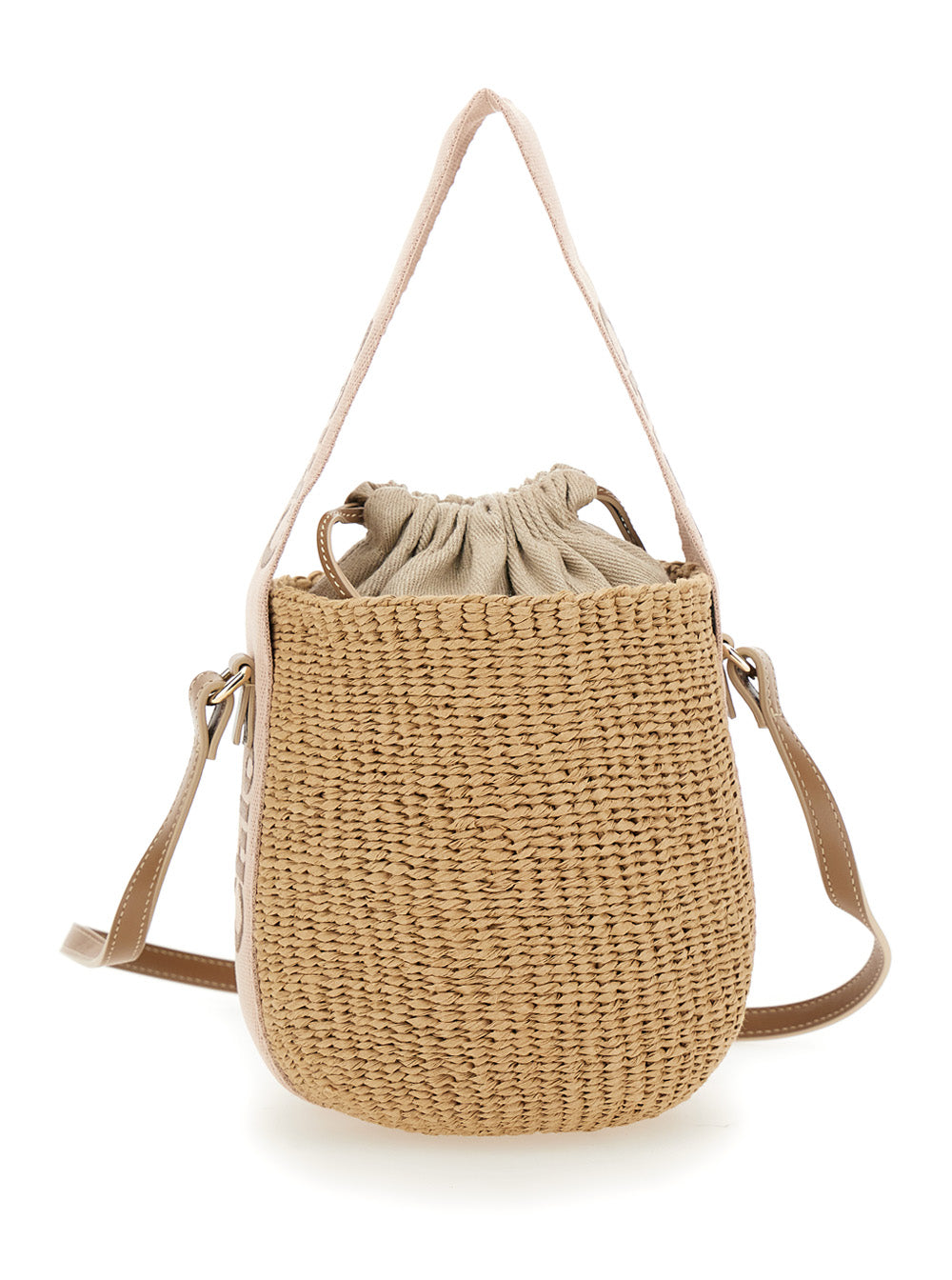 Chloé Women Handbag 'Woody' Small With Drawstring Closure In Raffia Beige Woman CHLOE