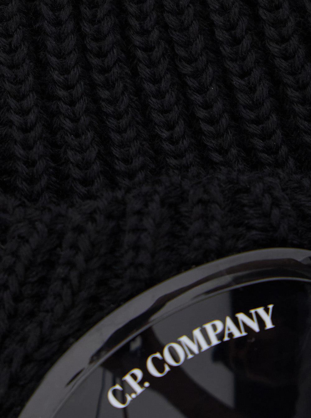 C.P. Company Men Hat With Googles Detail And Wool Knit In Black For Men C.P. COMPANY