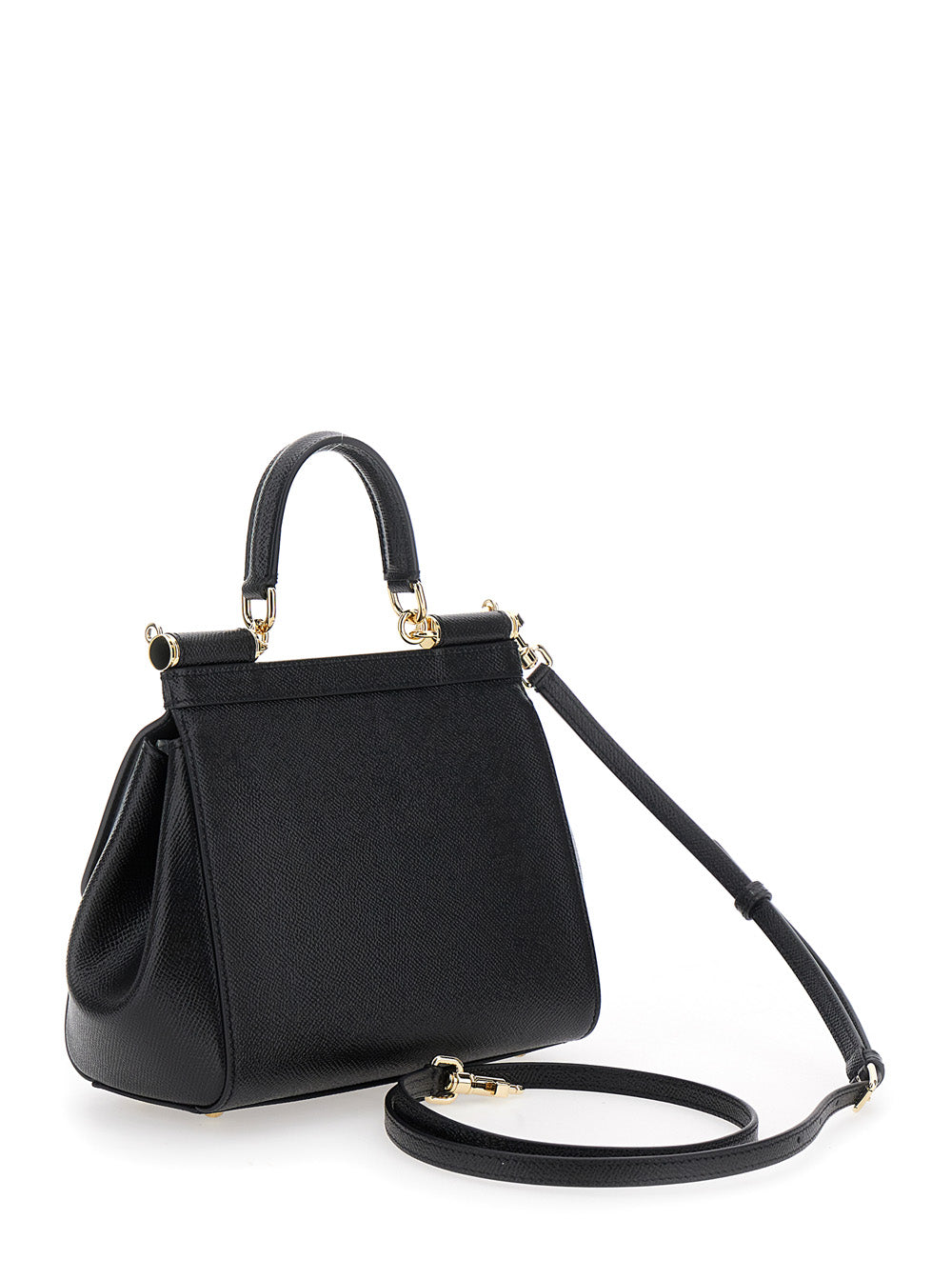 Dolce & Gabbana Women 'Sicily Medium' Black Bag With Logo On The Front In Leather Women DOLCE & GABBANA