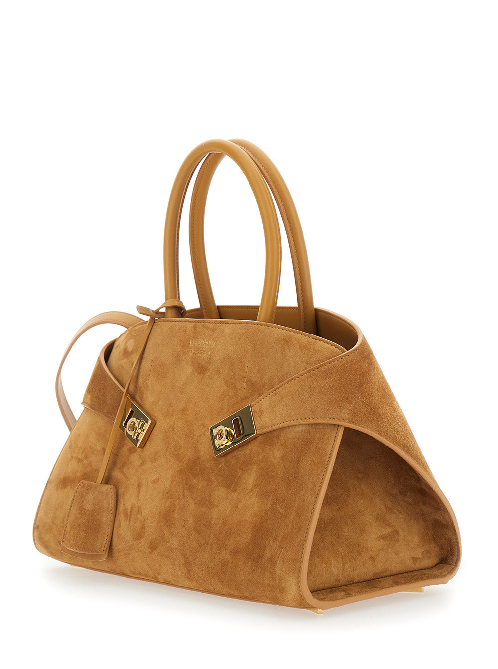 Ferragamo Women Handbag 'Hug Small' With Logo And Gancini Buckles On The Front In Suede Beige Woman FERRAGAMO