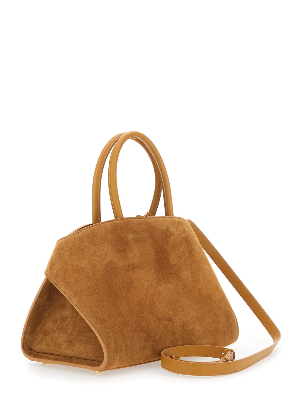 Ferragamo Women Handbag 'Hug Small' With Logo And Gancini Buckles On The Front In Suede Beige Woman FERRAGAMO
