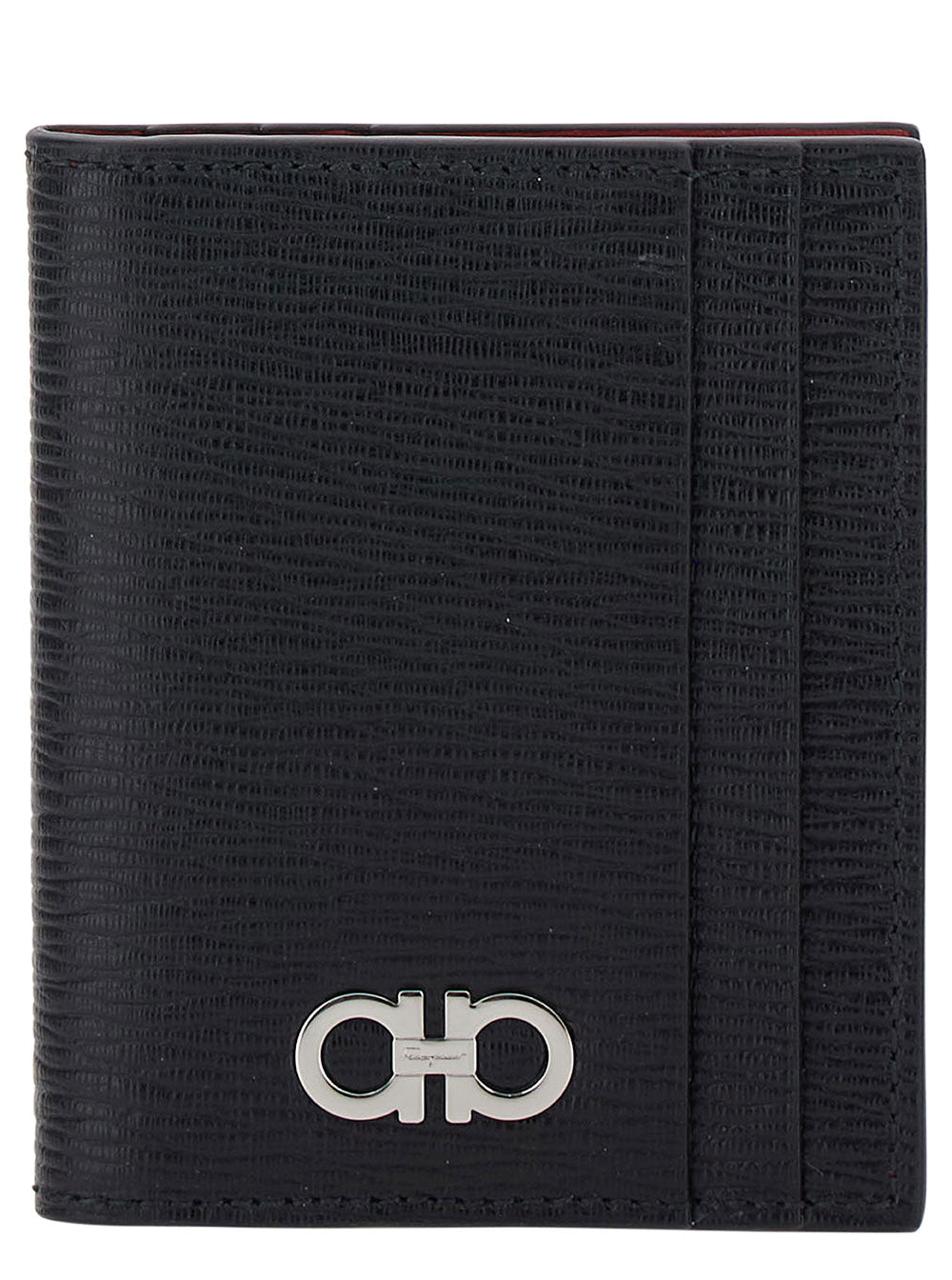 Ferragamo Men Card Holder With Gancini Detail In Black Leather For Men FERRAGAMO