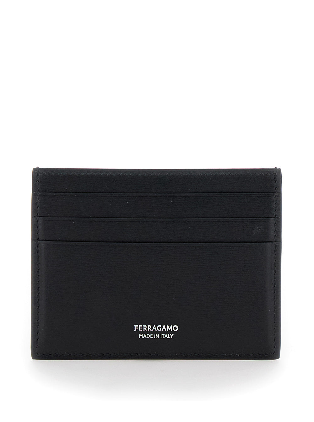 Ferragamo Men Card Holder 'Florence' With Logo Lettering On The Front In Black Leather For Men FERRAGAMO