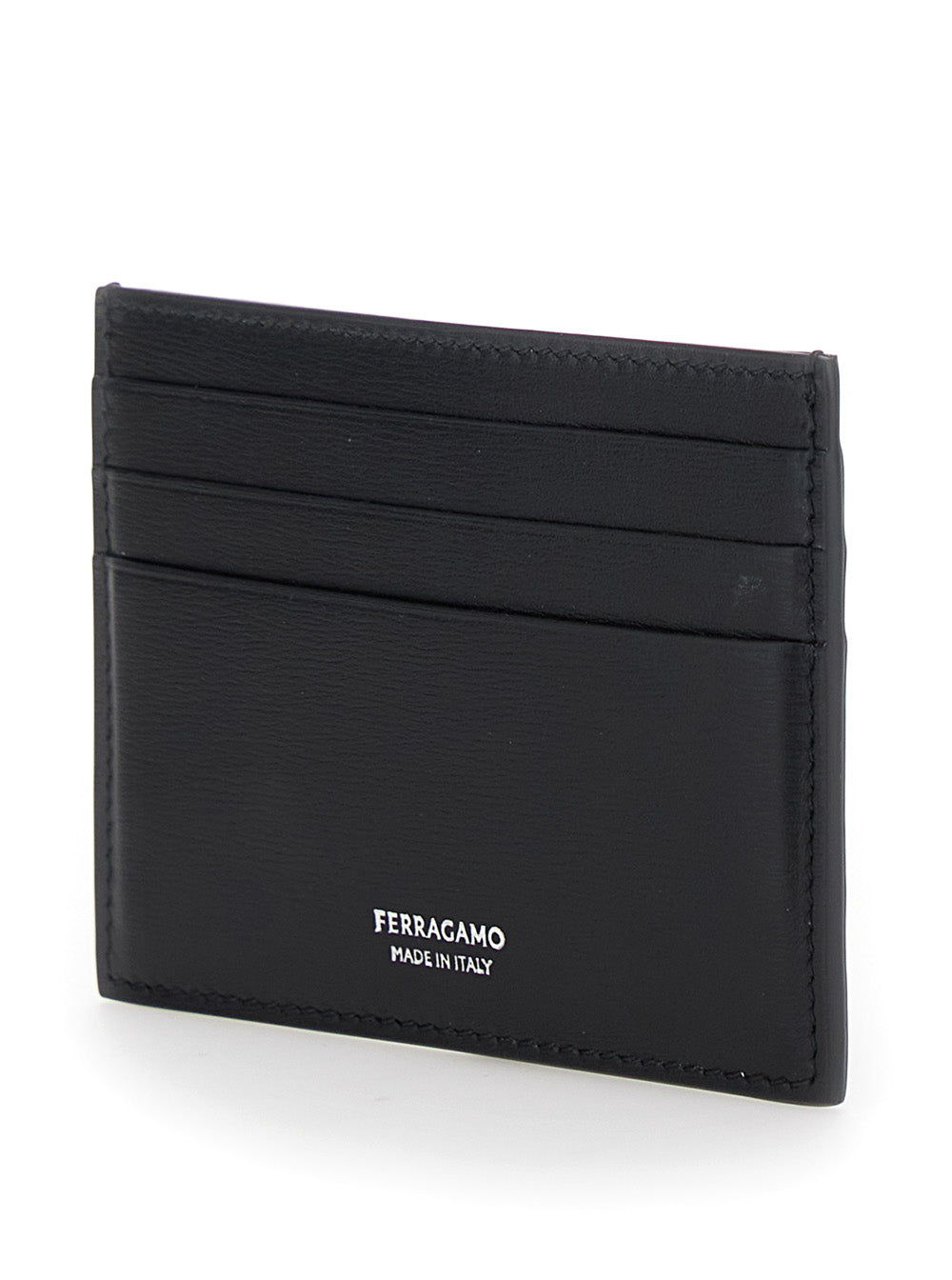 Ferragamo Men Card Holder 'Florence' With Logo Lettering On The Front In Black Leather For Men FERRAGAMO