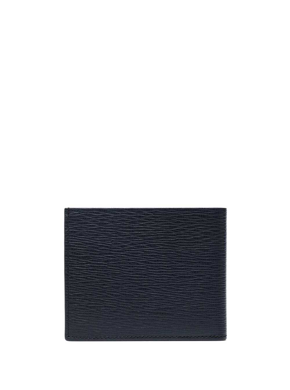 Ferragamo Men Wallet With Metallic Front Logo In Blue Leather For Men FERRAGAMO