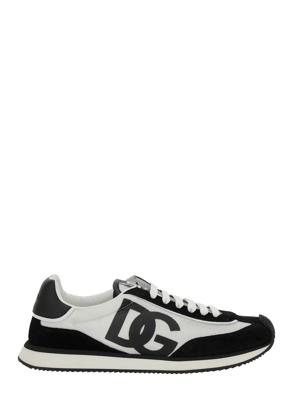 Dolce & Gabbana Men Sneaker 'Aria' With Logo Patch On The Tongue And Side In White And Black Leather Men DOLCE & GABBANA