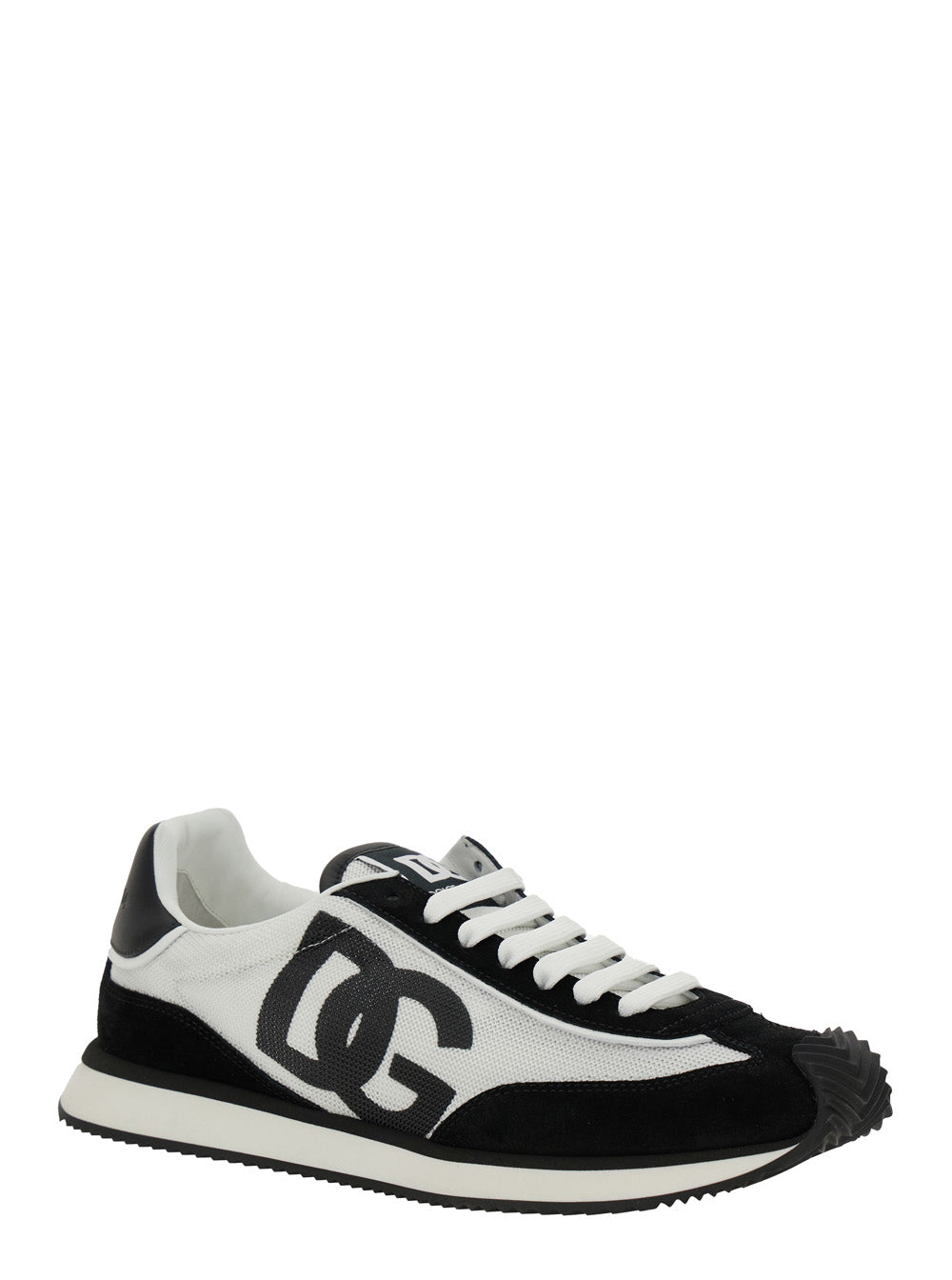 Dolce & Gabbana Men Sneaker 'Aria' With Logo Patch On The Tongue And Side In White And Black Leather Men DOLCE & GABBANA