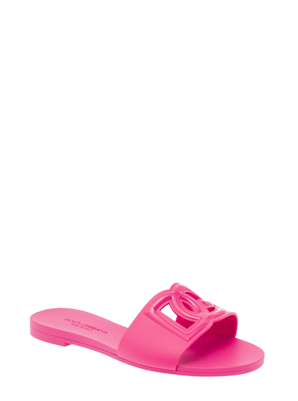 Dolce & Gabbana Women Fuchsia Flats With Cut-Out Band And Dg Logo In Soft Rubber Woman DOLCE & GABBANA