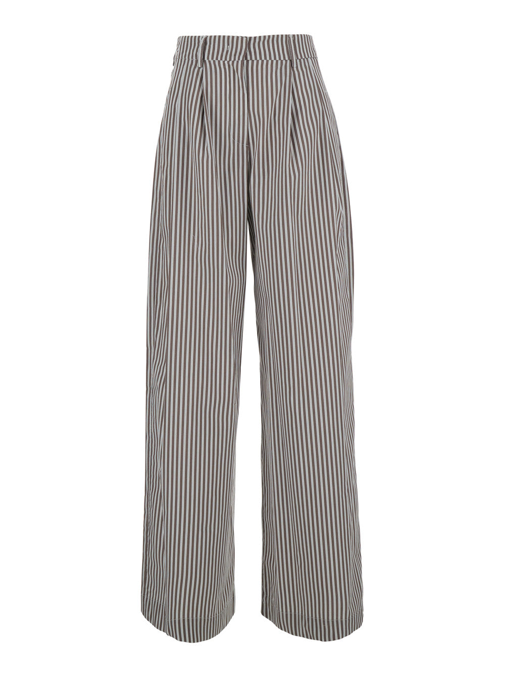 Leplain Women Brown Pants With All-Over Striped Motif In Fabric Women LEPLAIN