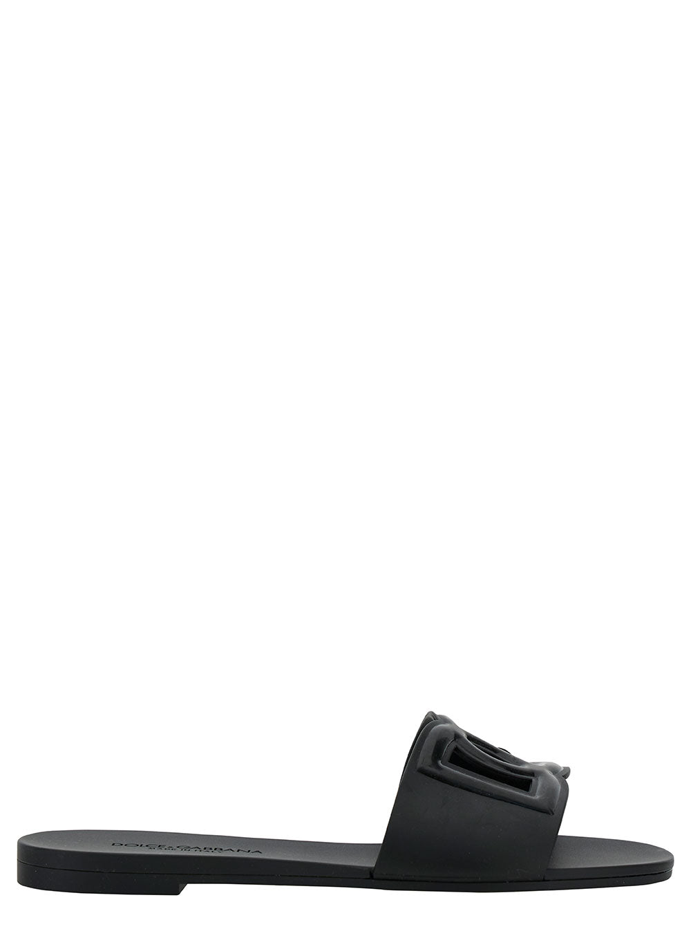 Dolce & Gabbana Women Black Flats With Cut-Out Band And Dg Logo In Soft Rubber Woman DOLCE & GABBANA