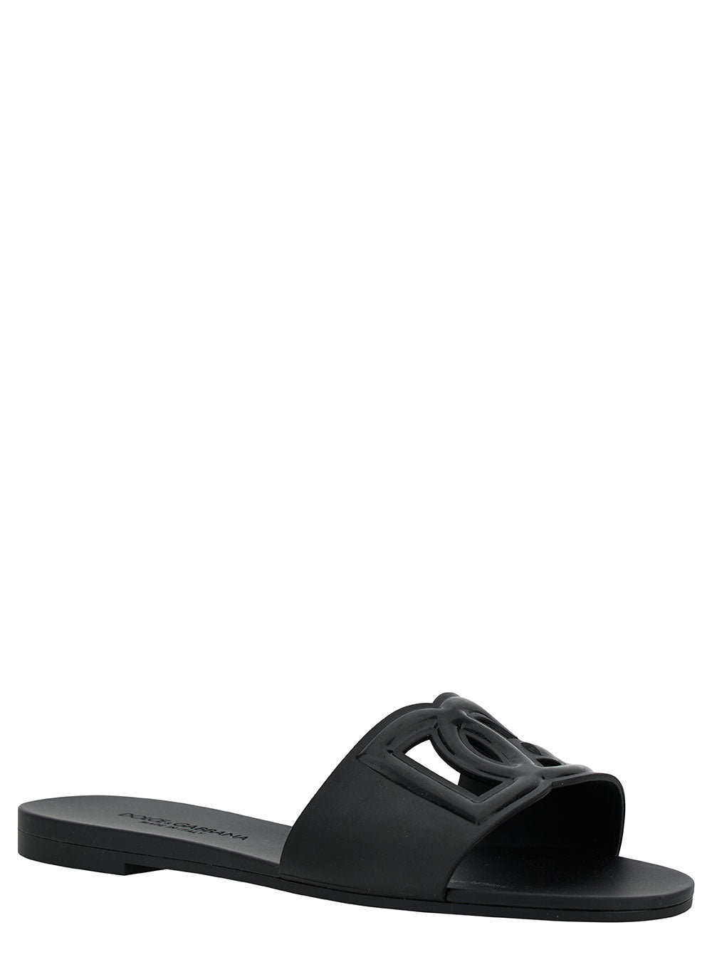 Dolce & Gabbana Women Black Flats With Cut-Out Band And Dg Logo In Soft Rubber Woman DOLCE & GABBANA