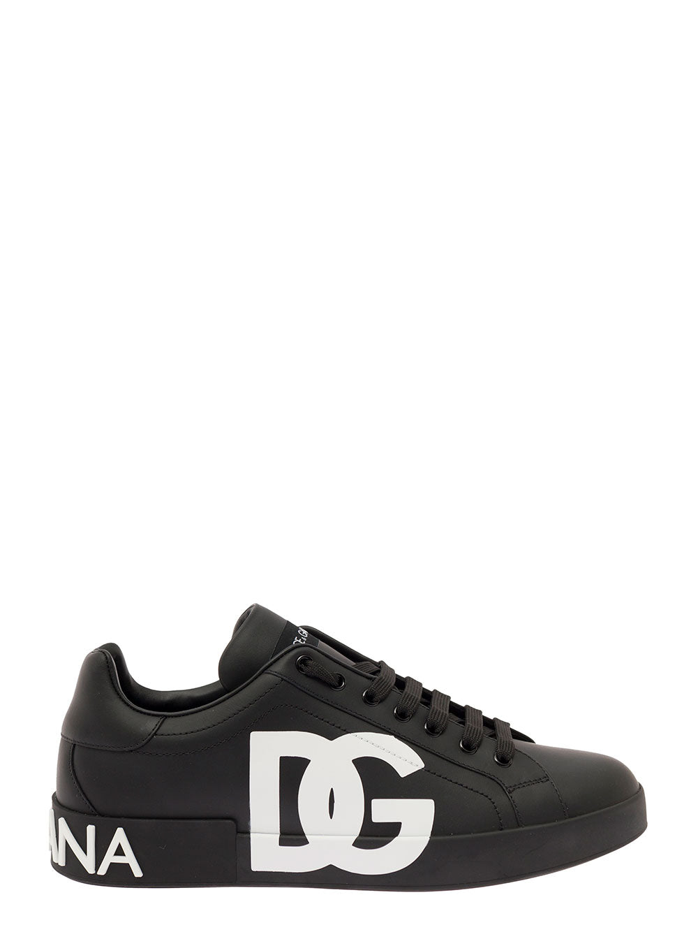 Dolce & Gabbana Men Portofino Sneakers In White And Black Leather For Men DOLCE & GABBANA