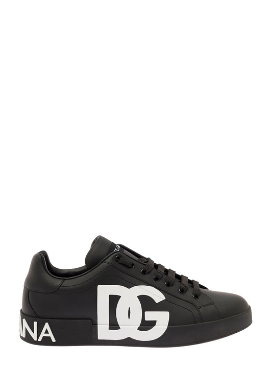 Dolce & Gabbana Men Portofino Sneakers In White And Black Leather For Men DOLCE & GABBANA