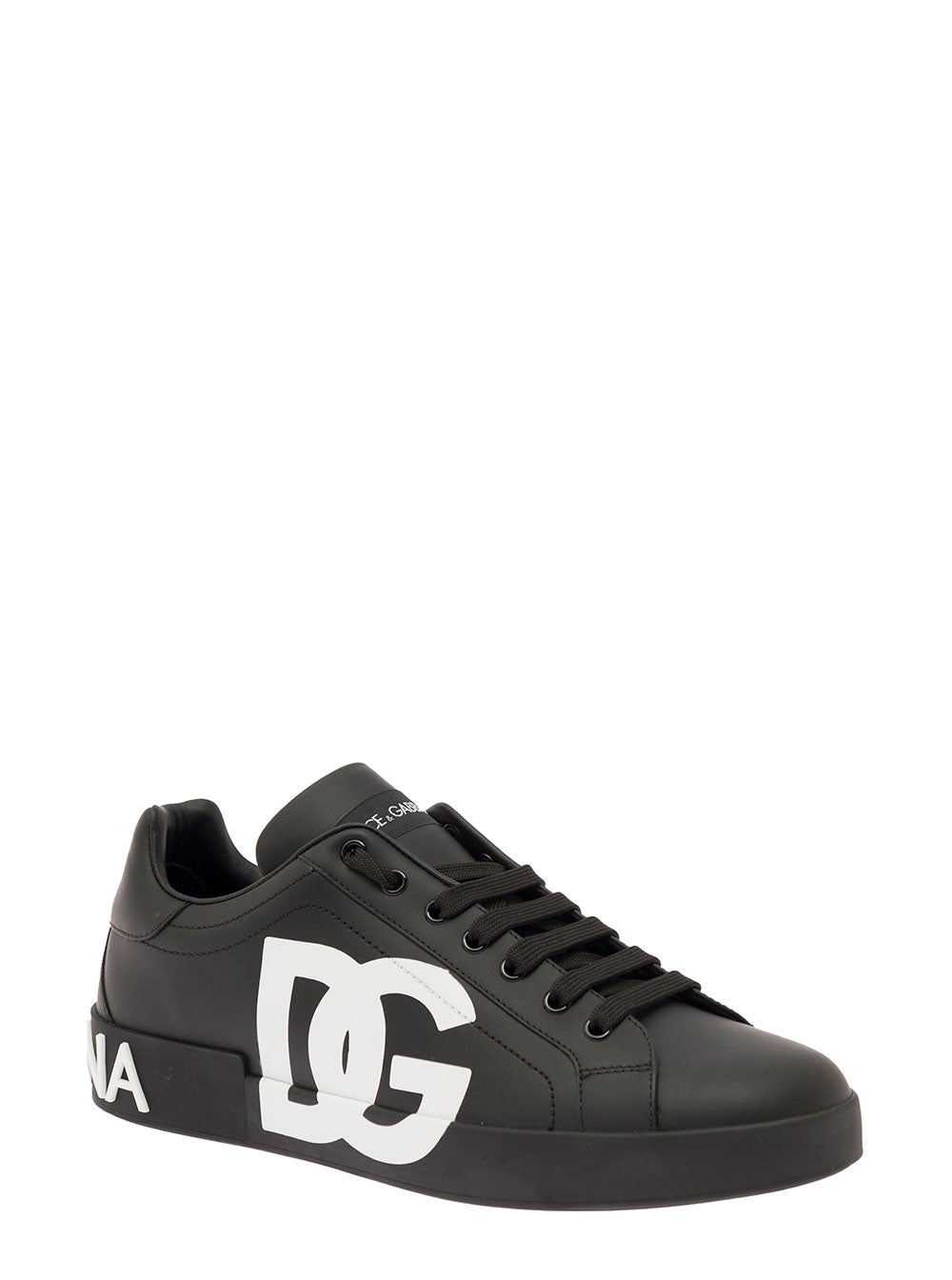 Dolce & Gabbana Men Portofino Sneakers In White And Black Leather For Men DOLCE & GABBANA