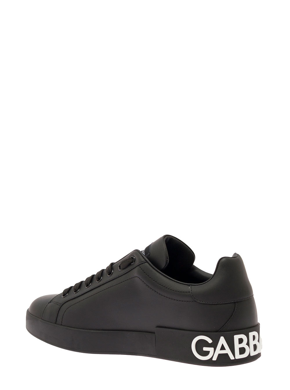 Dolce & Gabbana Men Portofino Sneakers In White And Black Leather For Men DOLCE & GABBANA